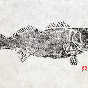 Lake Erie Walleye Gyotaku Giclee Print 16" x 32". Signed and numbered edition of 50. By Dane Smith